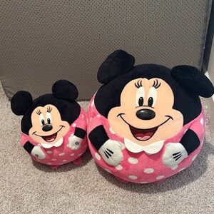 Disney Minnie Mouse Round Plush Set - Pink and Black Bundle